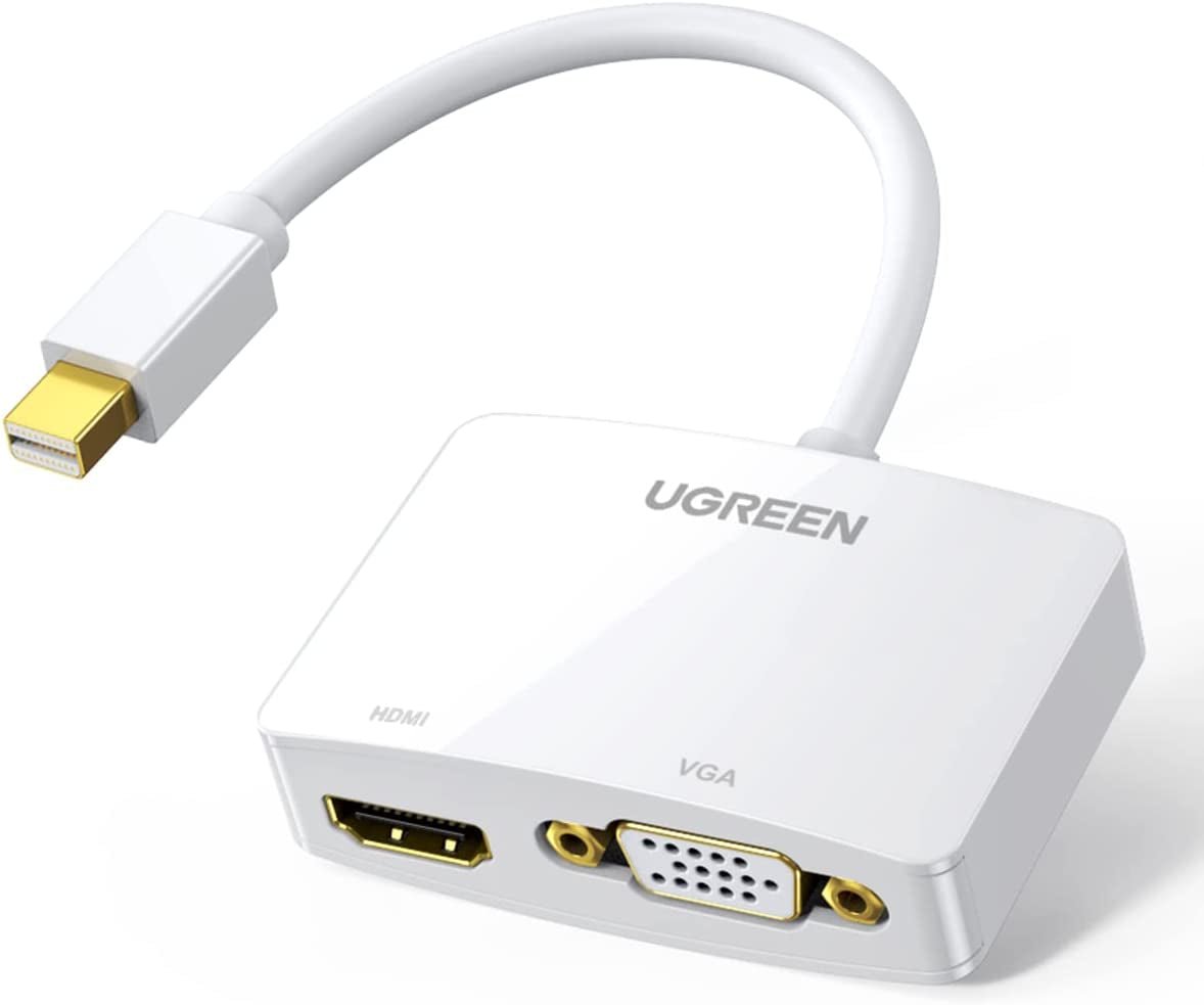 Mini Displayport to HDMI VGA Adapter, 4K Thunderbolt 2 Adapter 2 in 1 Mini DP Converter Compatible with Macbook Pro Air Imac Surface Pro1 2 3 4 6 Surface Laptop 2 Thinkpad X1, White