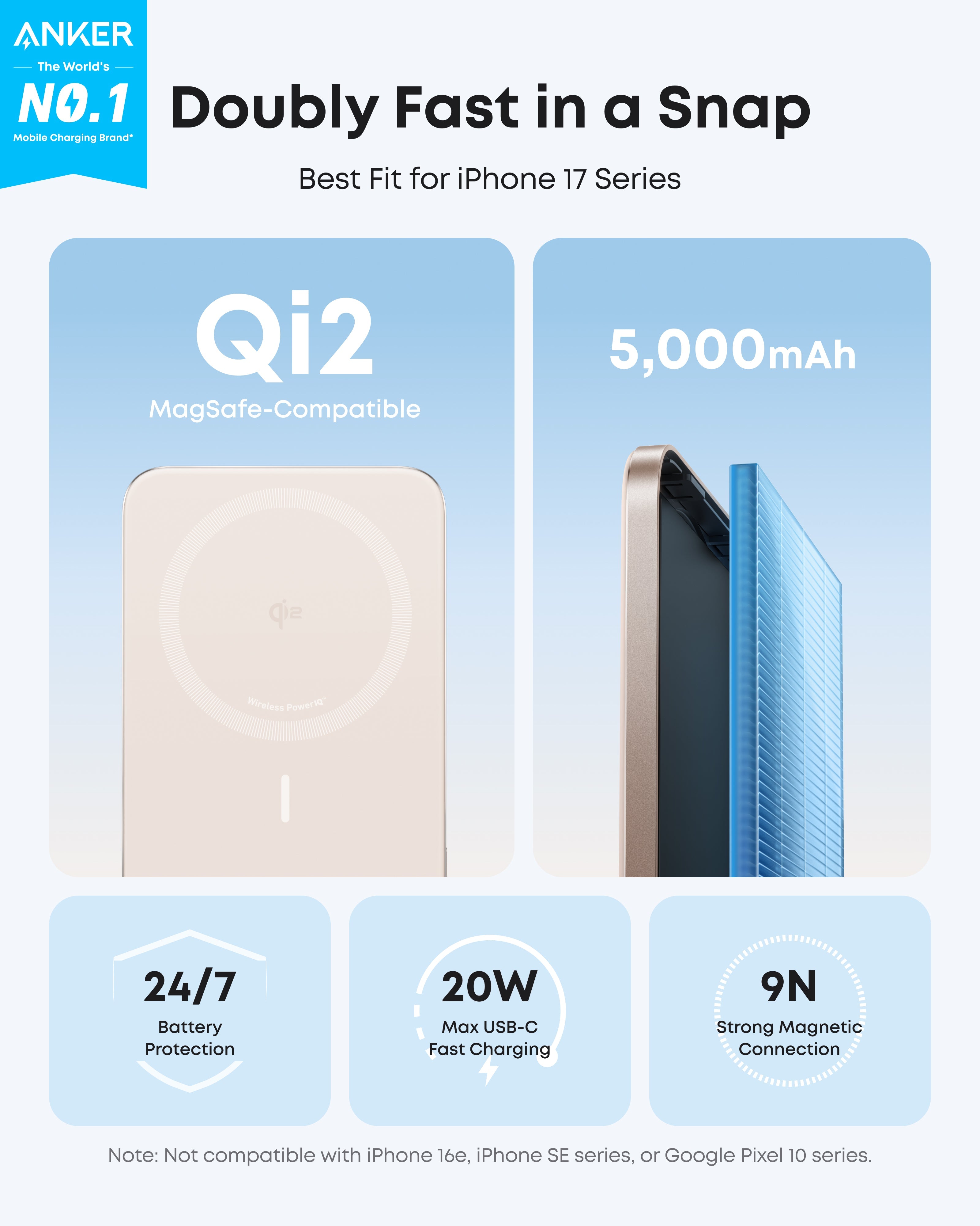 Anker Nano Power Bank (5K, MagGo, Slim)