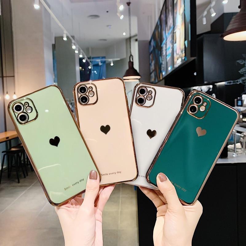 Protective Electroplated Love Heart iPhone Case
