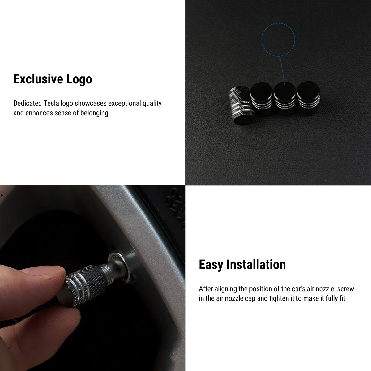Valve Stem Caps 4 Pack Fit Suitable for Tesla 3/Y/S/X 2017-ON